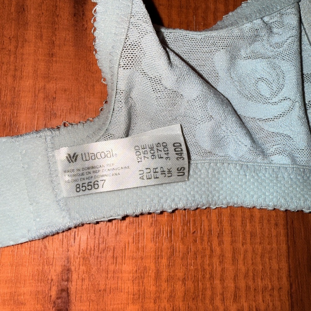 NWOT Wacoal Awareness Full Figure Underwire Seamless Bra 85567 Light Blue 34DD - Picture 10 of 13